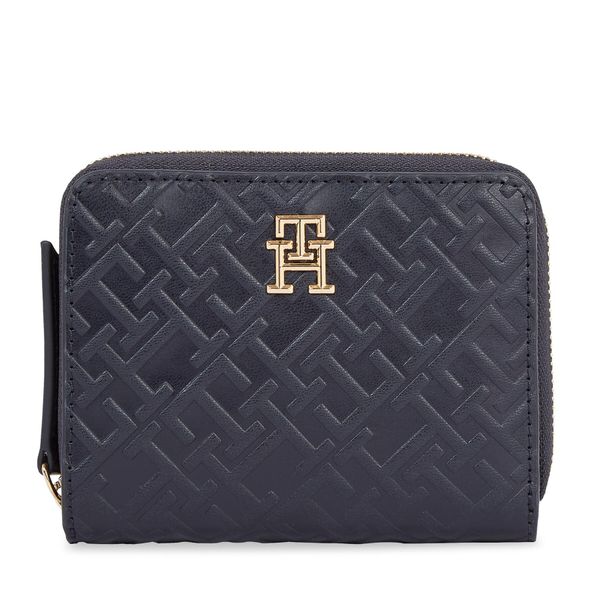 Tommy Hilfiger Majhna ženska denarnica Tommy Hilfiger Th Refined Med Za Mono AW0AW15755 Mornarsko modra