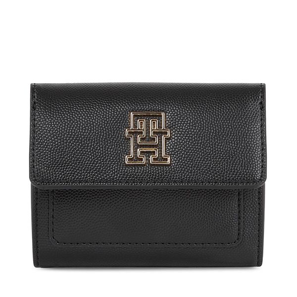 Tommy Hilfiger Majhna ženska denarnica Tommy Hilfiger Th Timeless Med Flap W Bill AW0AW15258 Črna