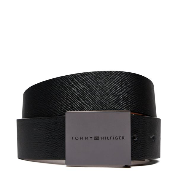 Tommy Hilfiger Moški pas Tommy Hilfiger Plaque Buckle 3.5 Rev AM0AM12063 Črna