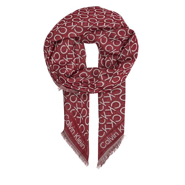 Calvin Klein Naglavna ruta Calvin Klein Monogram Jacquard Scarf 130X130 K60K608779 Rdeča