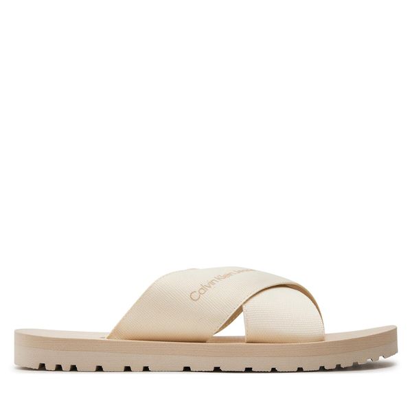 Calvin Klein Jeans Natikači Calvin Klein Jeans Cross Sandal Slipon Rp In Btw YM0YM00942 Écru