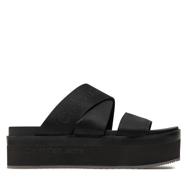 Calvin Klein Jeans Natikači Calvin Klein Jeans Flatform Sandal Webbing In Mr YW0YW01361 Črna