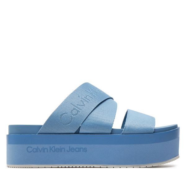 Calvin Klein Jeans Natikači Calvin Klein Jeans Flatform Sandal Webbing In Mr YW0YW01361 Dusk Blue/Mediterranean Blue 0G0