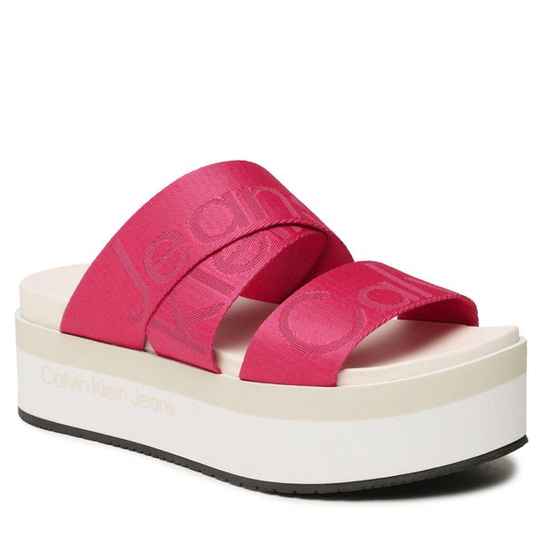 Calvin Klein Jeans Natikači Calvin Klein Jeans Flatform Sandal Webbing YW0YW00966 Roza