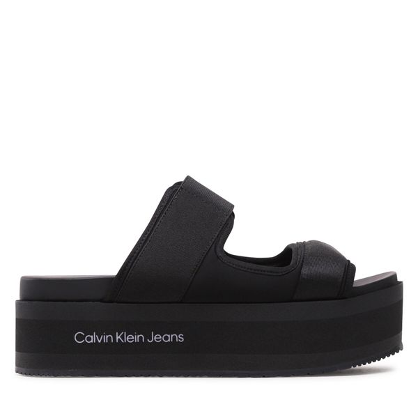 Calvin Klein Jeans Natikači Calvin Klein Jeans Flatporm Sandal Webb YW0YW01074 Black/Lavender Aura BEH
