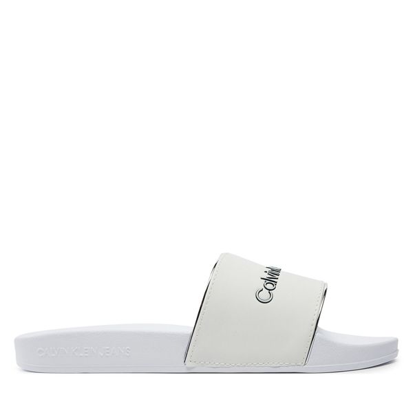 Calvin Klein Jeans Natikači Calvin Klein Jeans Slide Instituitional Mtr YW0YW01508 Bela