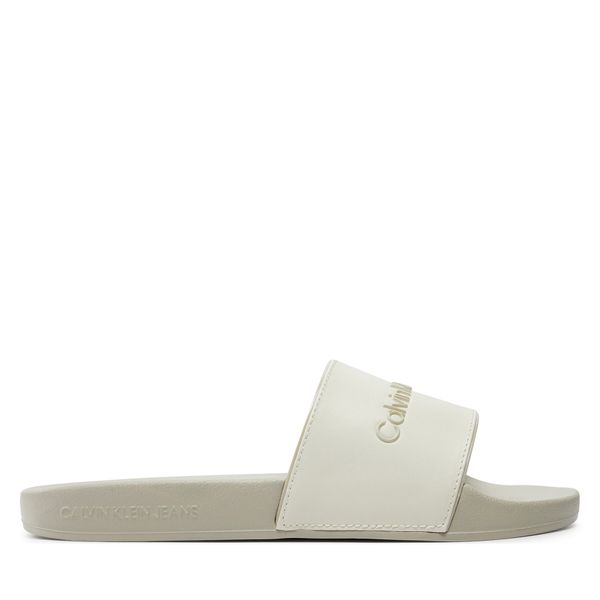 Calvin Klein Jeans Natikači Calvin Klein Jeans Slide Instituitional Mtr YW0YW01508 Écru