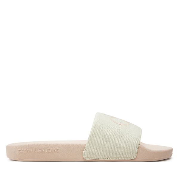 Calvin Klein Jeans Natikači Calvin Klein Jeans Slide Monogram Co YW0YW00103 Écru