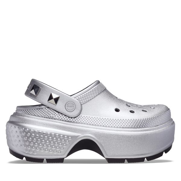 Crocs Natikači Crocs Stomp Metallic Clog 210362 Srebrna