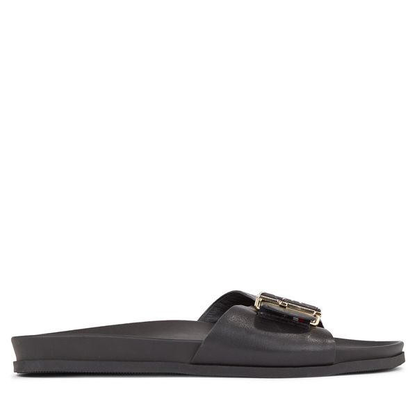 Tommy Hilfiger Natikači Tommy Hilfiger Th Hardware Leather Flat Sandal FW0FW07940 Črna