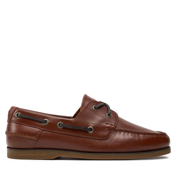 Tommy Hilfiger Nizki čevlji Tommy Hilfiger Th Boat Shoe Core Leather FM0FM04506 Rjava