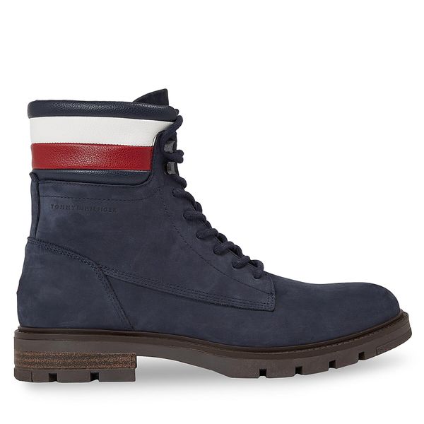 Tommy Hilfiger Pohodni čevlji Tommy Hilfiger Corporate Hilfiger Nubuck Boot FM0FM04801 Modra