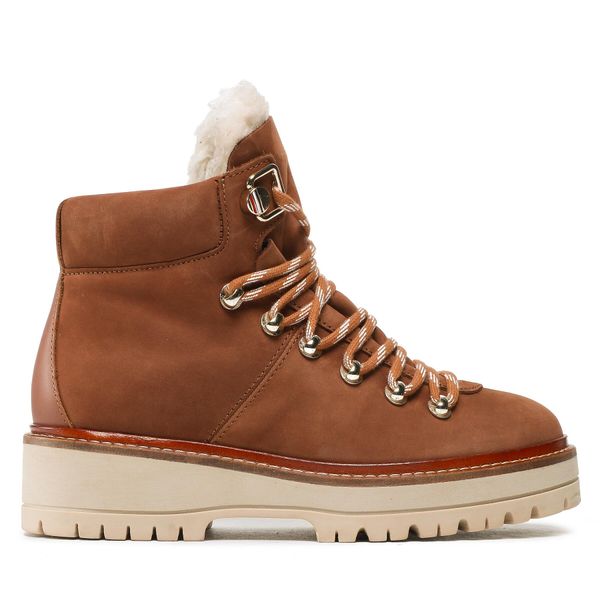 Tommy Hilfiger Pohodni čevlji Tommy Hilfiger Leather Outdoor Flat Boot FW0FW06822 Rjava