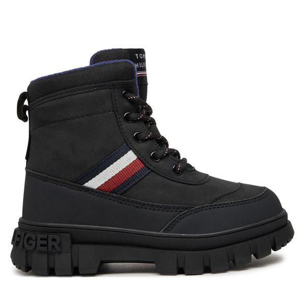 Tommy Hilfiger Pohodni čevlji Tommy Hilfiger Stripes Fur Boot T3X5-33713-1487 M Črna