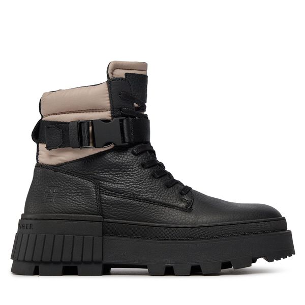 Tommy Hilfiger Pohodni čevlji Tommy Hilfiger Th Elevated Chunky Lth Bkle Boot FM0FM04909 Črna