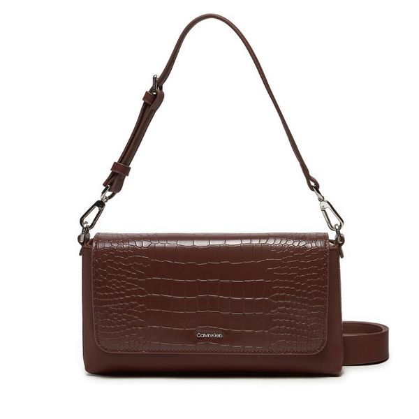 Calvin Klein Ročna torba Calvin Klein Ck Must Shoulder Bag_Croco K60K612111 Rjava