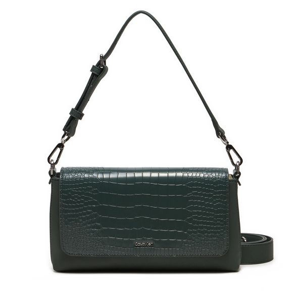 Calvin Klein Ročna torba Calvin Klein Ck Must Shoulder Bag_Croco K60K612111 Zelena