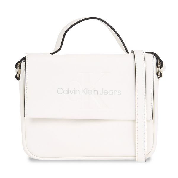 Calvin Klein Jeans Ročna torba Calvin Klein Jeans Sculpted Boxy Flap Cb20 Mono K60K610829 White/Silver Logo 0LI