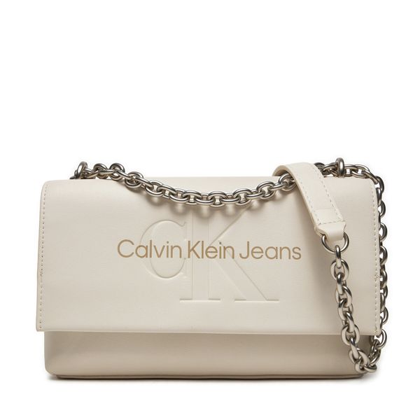 Calvin Klein Jeans Ročna torba Calvin Klein Jeans Sculpted Ew Flap Wichain25 Mono K60K612221 Écru