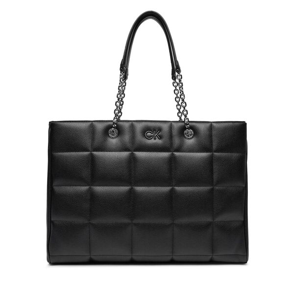 Calvin Klein Ročna torba Calvin Klein Square Quilt Chain Shopper K60K612019 Ck Black BEH