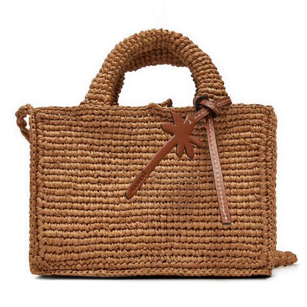 Manebi Ročna torba Manebi Handcrafted Raffia Sunset Bag Mini V 2.2 CO Bež