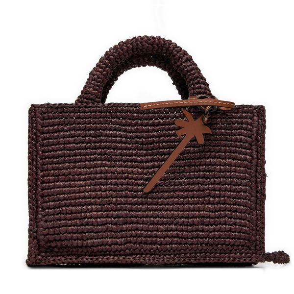 Manebi Ročna torba Manebi Handcrafted Raffia Sunset Bag Mini V 7.4 CO Rjava