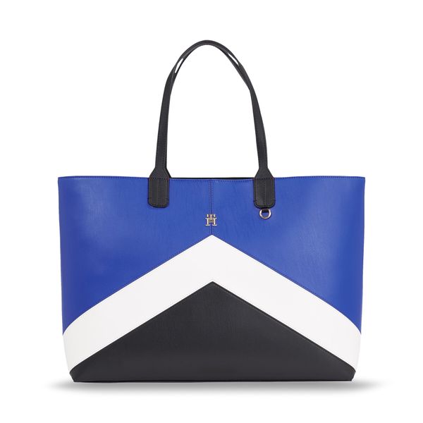 Tommy Hilfiger Ročna torba Tommy Hilfiger Iconic Tommy Tote Chevron AW0AW15204 Modra