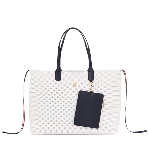 Tommy Hilfiger Ročna torba Tommy Hilfiger Iconic Tommy Tote Perf AW0AW16104 Ecru YBL