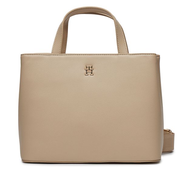 Tommy Hilfiger Ročna torba Tommy Hilfiger Th Essential Sc Satchel AW0AW15721 White Clay AES