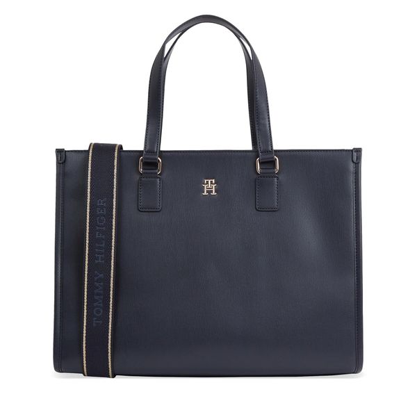 Tommy Hilfiger Ročna torba Tommy Hilfiger Th Monotype Tote AW0AW15978 Space Blue DW6