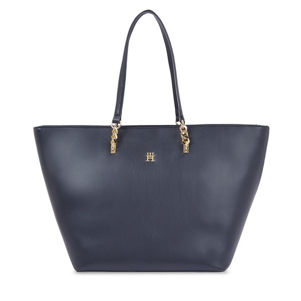 Tommy Hilfiger Ročna torba Tommy Hilfiger Th Refined Tote AW0AW16112 Mornarsko modra