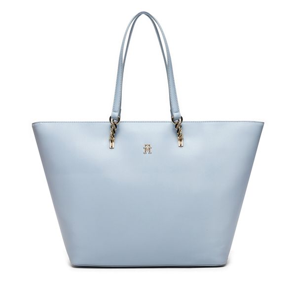 Tommy Hilfiger Ročna torba Tommy Hilfiger Th Refined Tote AW0AW16112 Svetlo modra