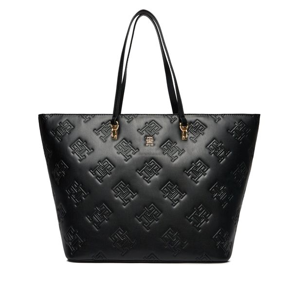 Tommy Hilfiger Ročna torba Tommy Hilfiger Th Refined Tote Mono AW0AW15726 Črna