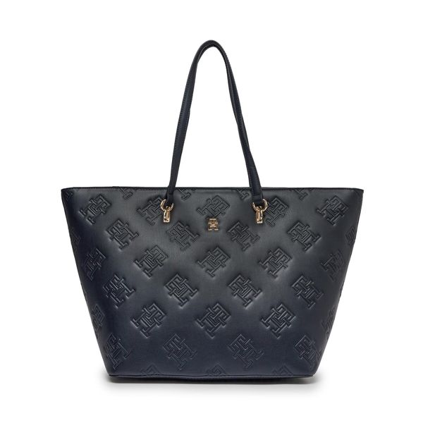 Tommy Hilfiger Ročna torba Tommy Hilfiger Th Refined Tote Mono AW0AW15726 Mornarsko modra