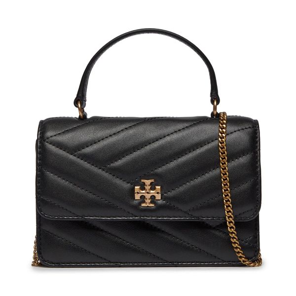 Tory Burch Ročna torba Tory Burch Kira Chevron Mini Top Handle Chain Wallet 152356 Črna