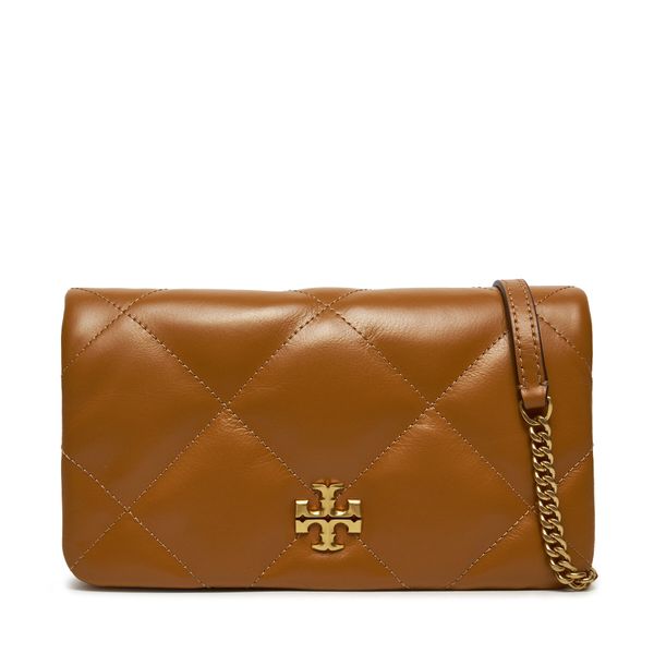 Tory Burch Ročna torba Tory Burch Kira iamond Quilt Chain Wallet 158624 Rjava