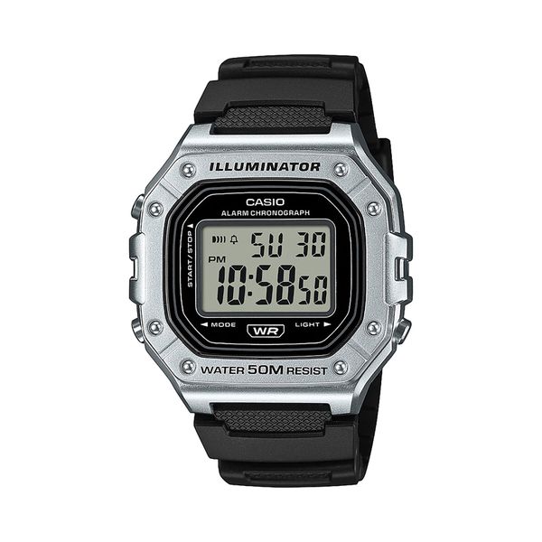 Casio Ročna ura Casio Digital Chronograph W-218HM-7AVEF Črna