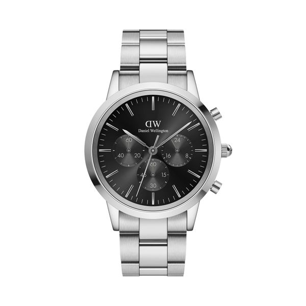 Daniel Wellington Ročna ura Daniel Wellington Iconic Chronograph Link Onyx DW00100645 Silver/Black