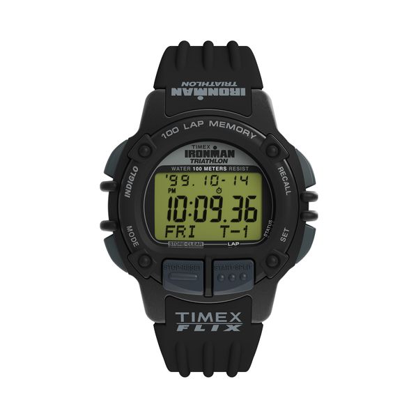 Timex Ročna ura Timex Ironman Flix 100 Lap TW5M63000 Črna