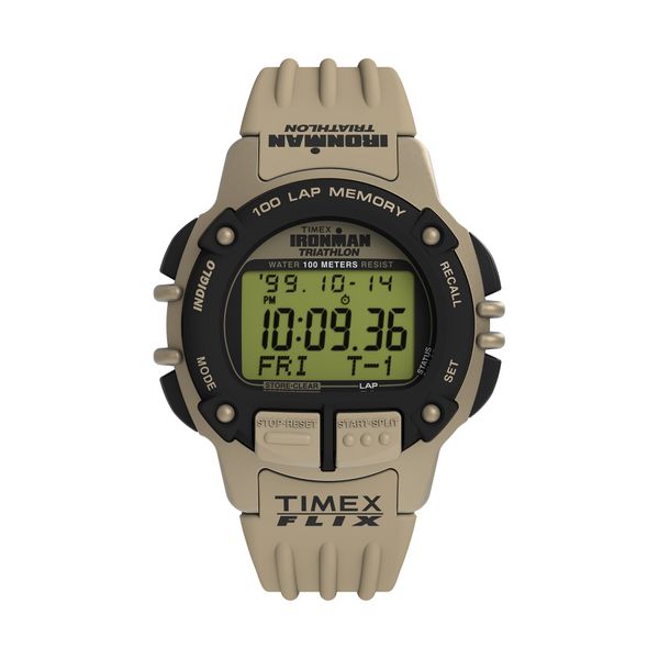 Timex Ročna ura Timex Ironman Flix 100 Lap TW5M63100 Bež