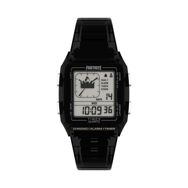 Timex Ročna ura Timex Q Timex Lca X Fortnite® 35mm TW2W96500 Črna