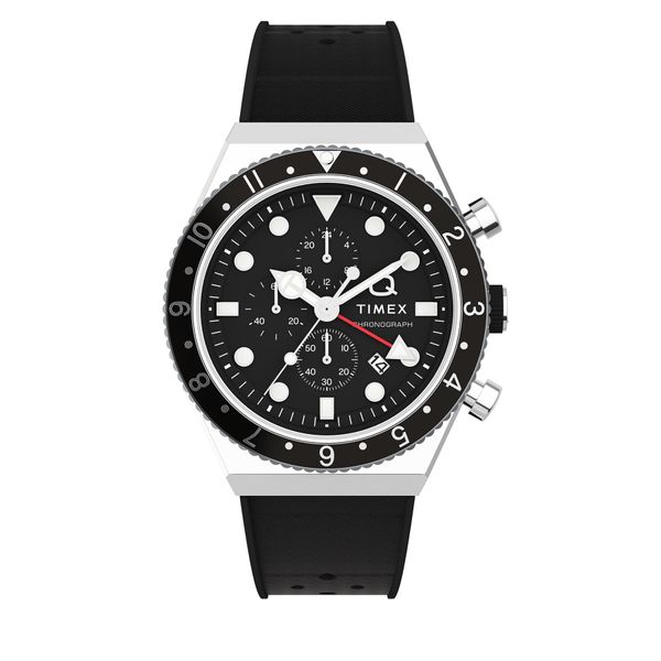 Timex Ročna ura Timex Q Timex Three Time Zone Chronograph TW2V70000 Črna