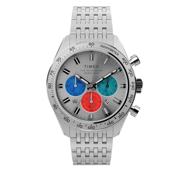 Timex Ročna ura Timex Waterbury Chronograph TW2V42400 Silver