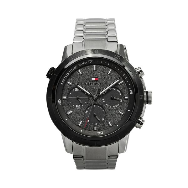 Tommy Hilfiger Ročna ura Tommy Hilfiger Troy 1792106 Silver/Black