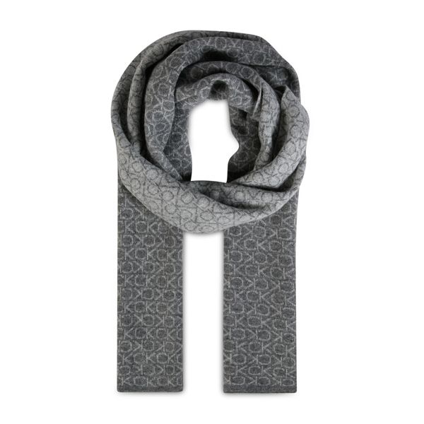 Calvin Klein Šal Calvin Klein Ck Monogram Wool Scarf 30x180 K50K509703 Siva