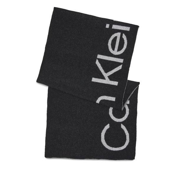 Calvin Klein Šal Calvin Klein Logo Reverso Tonal Scarf 40X180 K60K611117 Črna