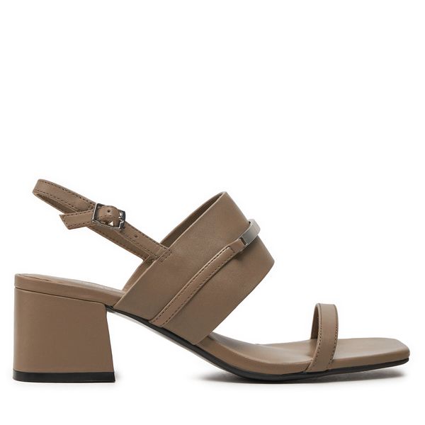 Calvin Klein Sandali Calvin Klein Heel Sandal 45 Met Bar Lth HW0HW02056 Rjava