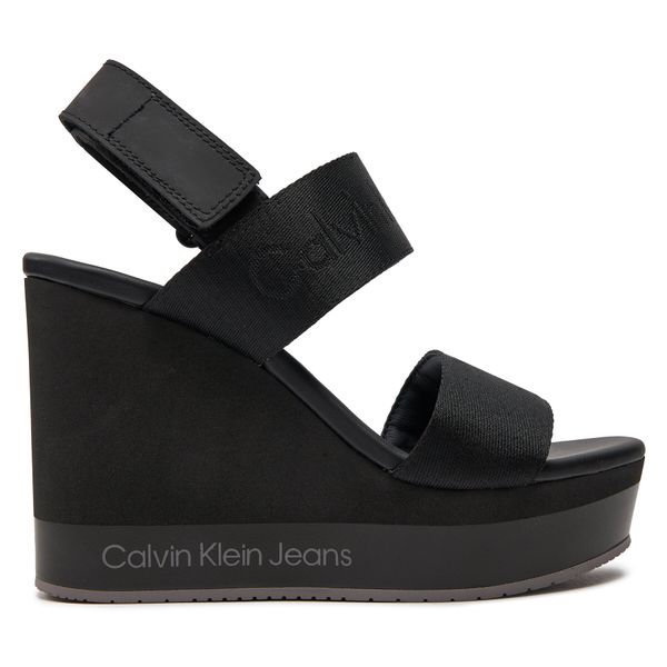 Calvin Klein Jeans Sandali Calvin Klein Jeans Wedge Sandal Webbing In Mr YW0YW01360 Črna