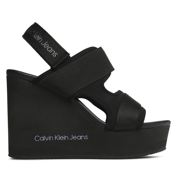 Calvin Klein Jeans Sandali Calvin Klein Jeans Wedge Sandal Webbing YW0YW01073 Black/Lavender Aura BEH