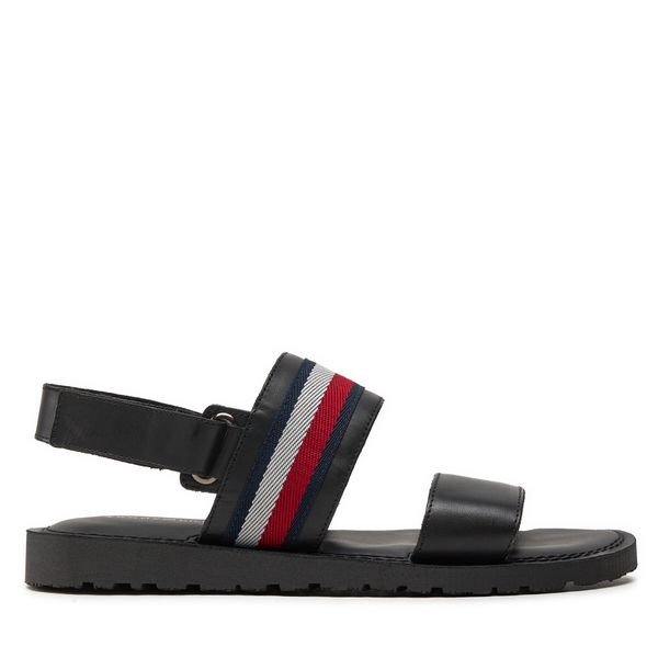 Tommy Hilfiger Sandali Tommy Hilfiger Core Hilfiger Lth Strappy Sandal FM0FM05009 Črna